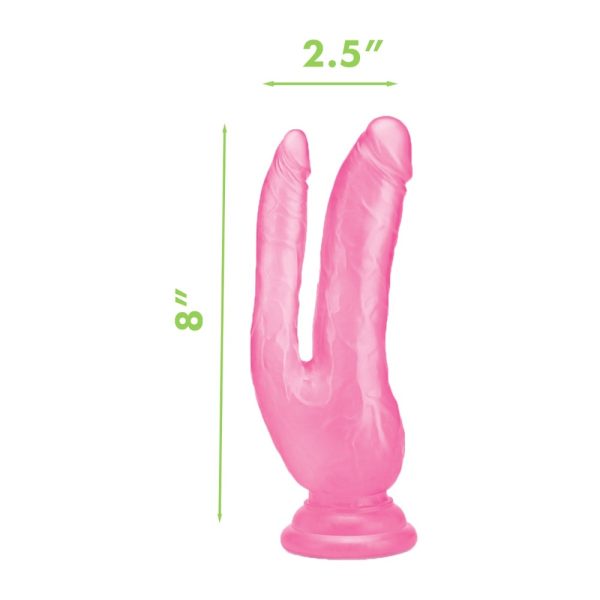 Pink Double dildo with suction cap